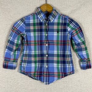 Ralph‎ Lauren Kids Plaid Button Down Shirt Long Sleeve Casual Top